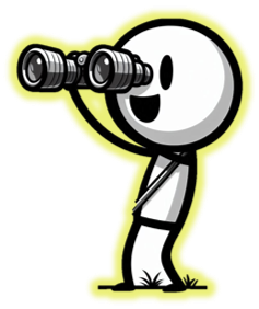Mann-mit-Fernglas Veranstaltungsevaluation Weitblick